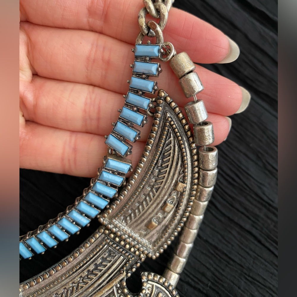 Sugarfix By Bauble Bar Silver-tone Statement Turquoise Dangling Bib - Picture 5 of 15